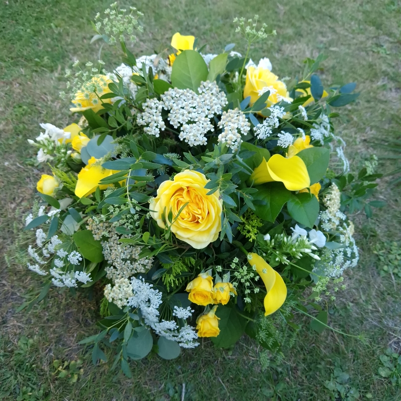 Yellow posy arrangement