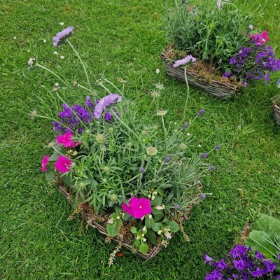 Funeral Hearse Planted Wreath Baskets