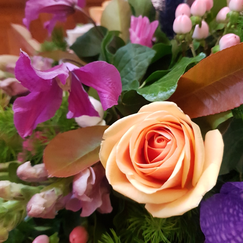 pink purple posy arrangement