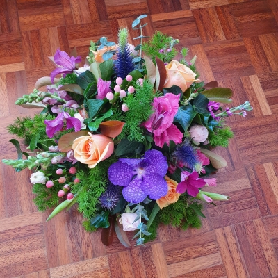 pink purple posy arrangement