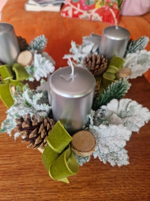 Christmas candle faux table arrangements