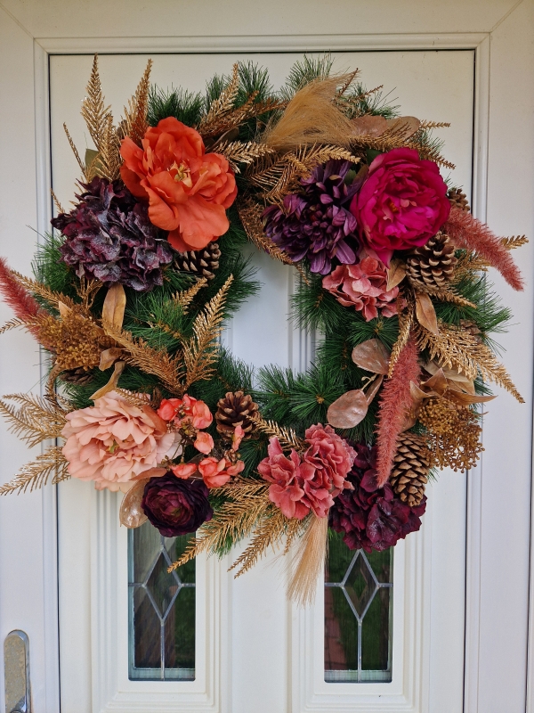 Warm Winter Faux Door Wreath