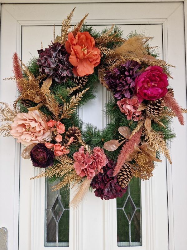 Warm Winter Faux Door Wreath