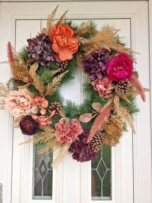 Warm Winter Faux Door Wreath