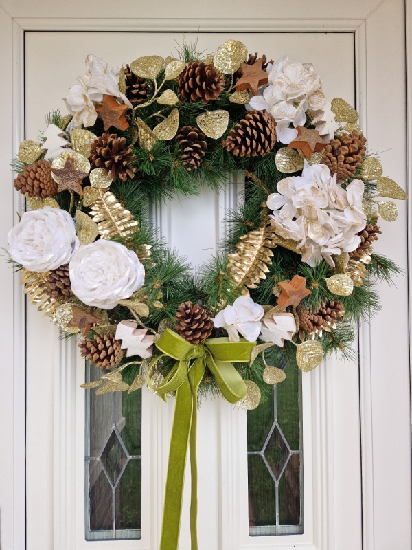 White Gold Faux Door Wreath