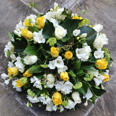 Yellow posy arrangement