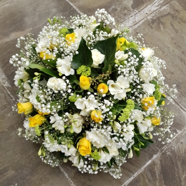 Yellow posy arrangement