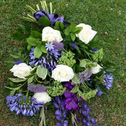 purple and white tied sheaf