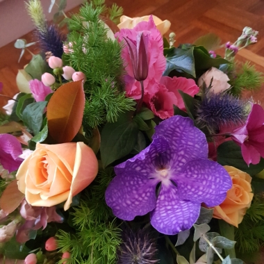 pink purple posy arrangement