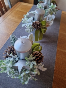 Christmas candle faux table arrangements