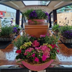 Funeral Hearse Planted Wreath Baskets