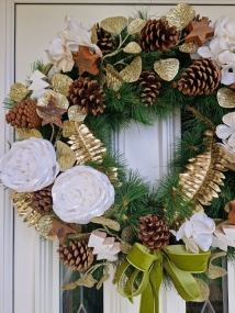 White Gold Faux Door Wreath