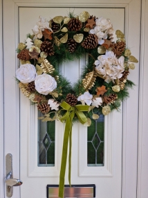 White Gold Faux Door Wreath