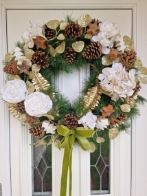 White Gold Faux Door Wreath